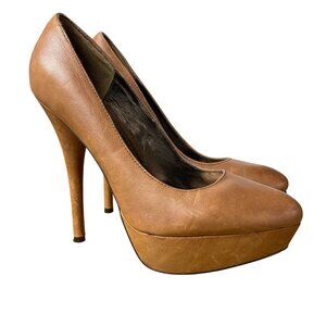 Steve Madden Darrina Leather Platform Stiletto Heels Brown Sz 8.5 Pointed Toe